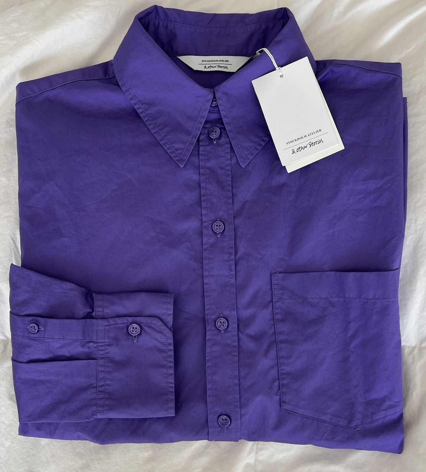 ALTRA & Other Stories camicia viola manica lunga taglia S cotone biologico nuova con etichetta