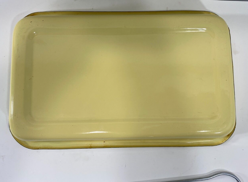 Yellow Enamel 13x9 Casserole Baking Pan W Metal Carrier VTG - Picture 14 of 16