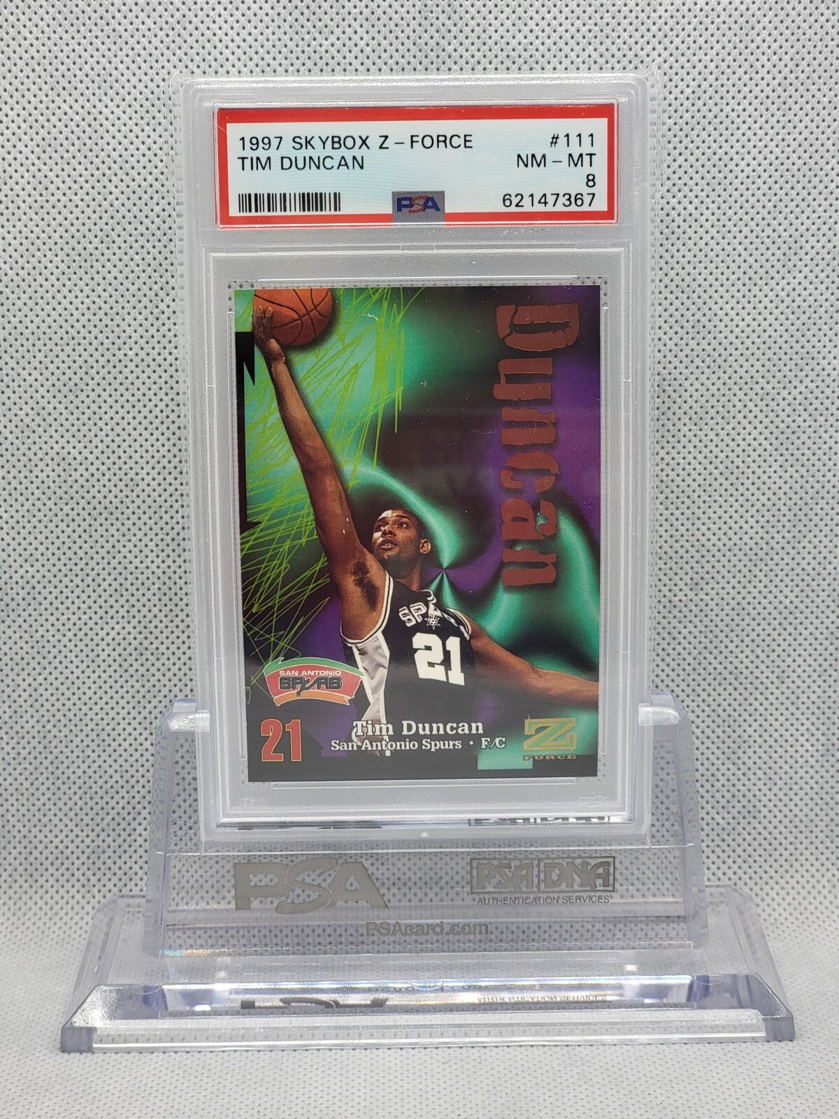 1997 Skybox Z-Force Tim Duncan Rookie RC #111 PSA 8 NM-MINT