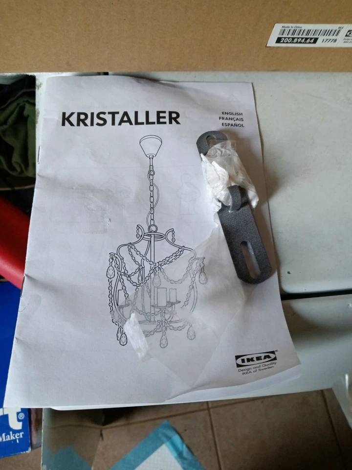 Nueva araña Ikea Kristaller 3 brazos caja abierta plateada y cristal Foto 4 de 4