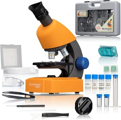 Bresser Junior Mikroskop 40x-640x mit LED-Durchlichtbeleuchtung, Zoom-Monokular
