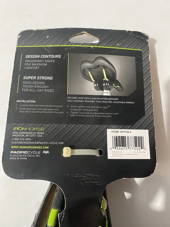 NEW Ironhorse Road Mountain Bike Saddle Seat Black w/Lime Green stripe - Image 4 of 4