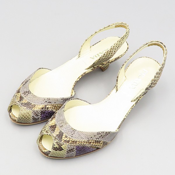 Prada Python Pattern Open Toe Slingback Women's S… - image 4
