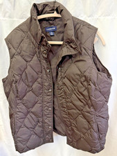 Lands End Diamond Quilted Down Insulated Vest Puffer Brown Women's L 14-16 VGC