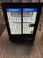 True GDM-33CPT-54-HC-LD Two Section Glass Door Pass Through Merchandiser  TESTED