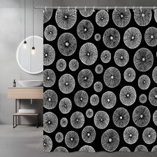 Black and White Circle Shower Curtain - Modern Bathroom Decor