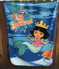 Rare Y2K VINTAGE Nick JR Dora the Explorer Big Blanket Reversible Prints 60x46  