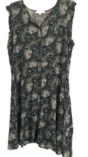 LOFT Women’s Blue Green Floral Dress Size 18 V-neckline Feminine Casual