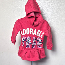 Disney Junior Minnie Mouse Hooded Fleece Pullover Jacket Pink 12M