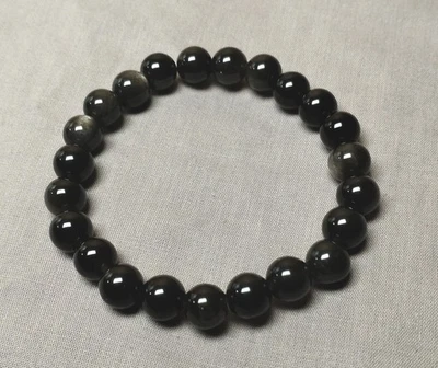 Chinese Style Elastic Line Natural Stone Amber Beads Bracelet Grey Black Brown - Image 1 of 2