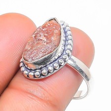 Natural Sunstone Rough Gemstone 925 Sterling Silver Jewelry Ring Size 7 s181