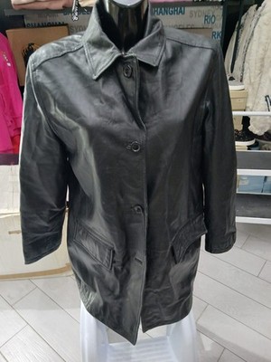 Jacke Mantel Damen Leder schwarz Gr. 44 Cod. CC0256