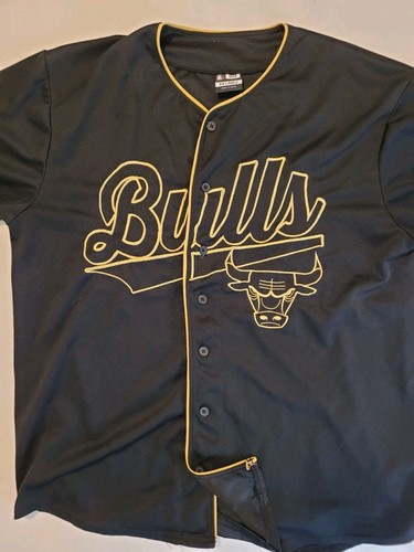 Chicago Bulls NBA Baseball Jersey Button Up Black Gold X-Large XL # 66 EUC - Picture 2 of 6