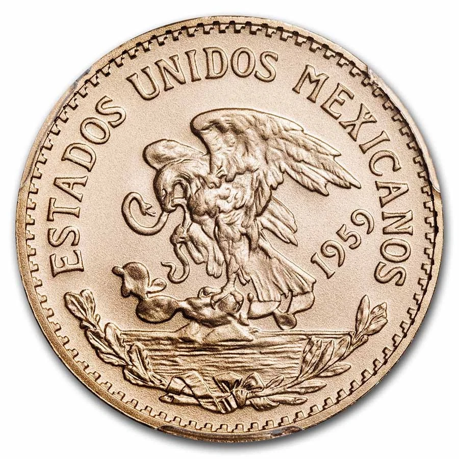 México 1959 Oro 20 Pesos MS-70 PCGS (Nuevo Die Restrike) Foto 3 de 3