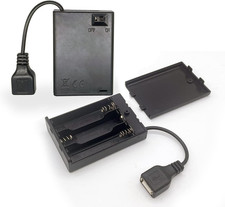 2 Pack 3AA Battery Box, 3 AA Battery Holder with USB Cable, USB Battery Case