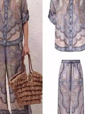 Zimmermann’s dress Resort Printed Short Sleeve Shirt Tie Waist Pants Set NWT