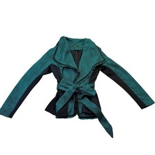 Lane Bryant 14/16 Teal Black Belted Peplum Jacket