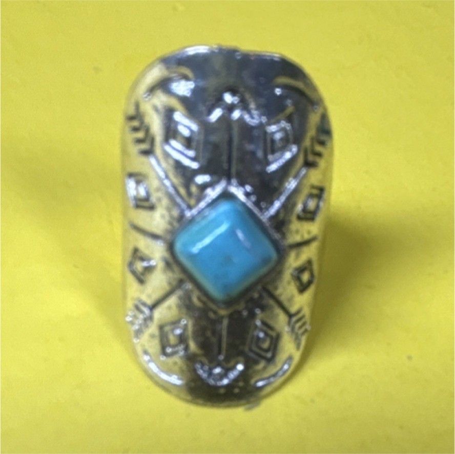 Native American Style Silver Ring Square Turquois… - image 1