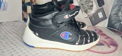Champion Mens Shoes Super C Court Leather Print Sneakers Black Size7.5w