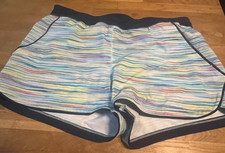 Lands End Sporty Swim Shorts Blue Space-dyed stripes size 14