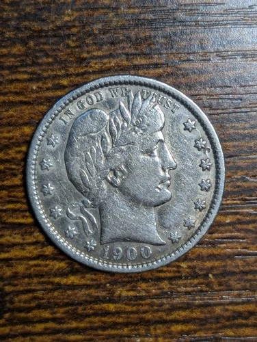 1900-S Barber Silver Quarter, Better Grade San Francisco Mint￼