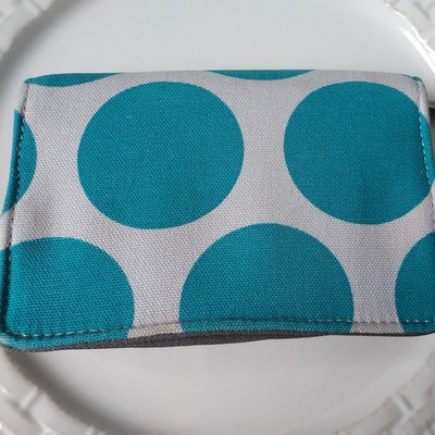 Thirty-one ID Viewer Big Dot Teal Pattern Wristlet Wallet NO WRIST STRAP INCLUDE