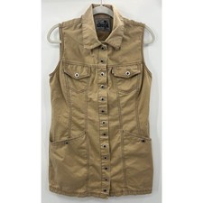 Vintage Levi s Silvertab Snap Dress Medium 90s Denim Shift Tank Khaki Y2K