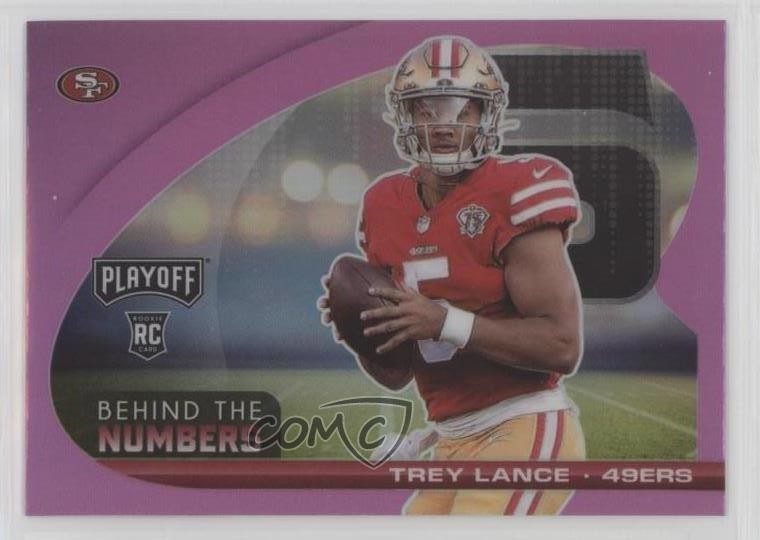 2021 Panini Playoff Behind The Numbers Pink Prizm Trey Lance Rookie RC 1u6