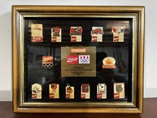 1992 Phar-Mor Coca Cola Olympic Collector Pin Set In A Sealed Wooden Frame, Nice