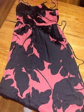 LOFT Sleeveless Spaghetti Strap Sundress Tea Length Black Red Dress Size 0p Peti