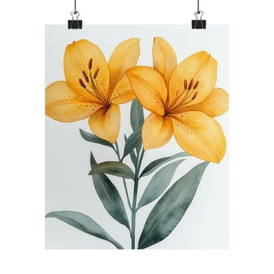 Boho Yellow Peruvian Lilies Flower Art Print Poster, Minimalist Floral Art 4