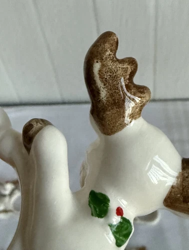 Vintage Fitz & Floyd Christmas Reindeer Napkin Ring Set Of 8 - Picture 12 of 20