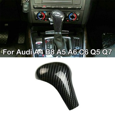 For Audi A4 B8 A5 A6 C6 Q5 Q7 Carbon Fiber Gear Shift Lever Knob Cap Cover Trim