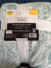 Mainstays super soft plush blanket full/queen Teal new with tags