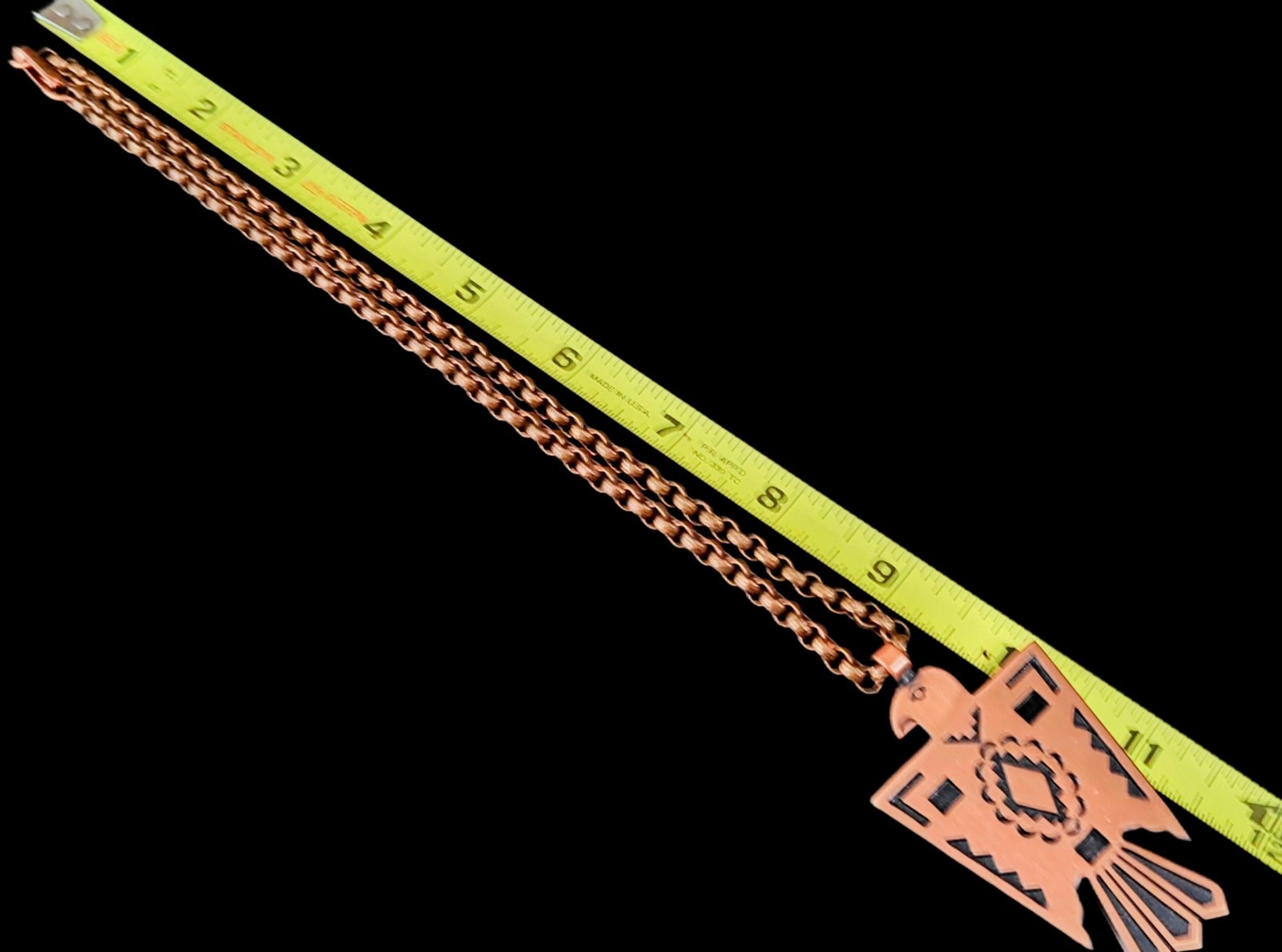 Vintage Solid Bell Copper Thunderbird Pendant On … - image 11