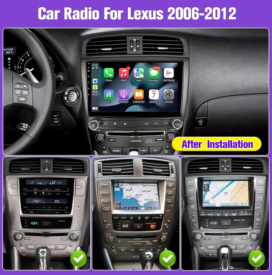 For Lexus IS250 IS350 2006-2012 Apple CarPlay Android AUTO Car Stereo Radio GPS Foto 2 de 4