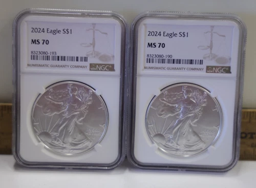 (2) 2024 US Silver Eagle $1 NGC MS69