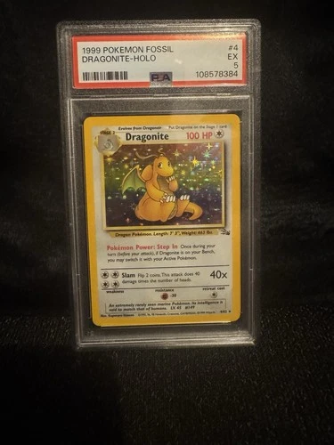 Pokemon Fossil Dragonite 4/62 Holo PSA 5