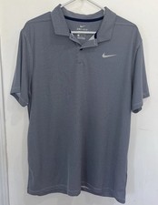 Nike Dri-FIT Men's Polo Shirt Striped Blue Standard Fit Golfing Size Large
