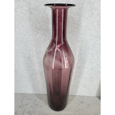 Large Blown Glass Amethyst Purple Glass Flower Vase  Home Decor Accent 22'' Tall