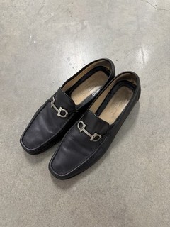 Salvatore Ferragamo Men's Black Leather Slip On Loafers Square Toe UR46980