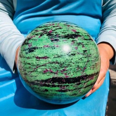 10.31LB Natural green Ruby zoisite (anylite) crystal ball sample Healing