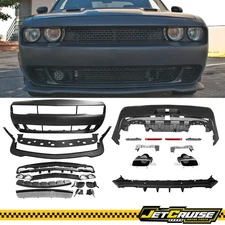 For 08-14 Challenger Front Rear Bumper Cover +V3 Rear Diffuser PP+Hellcat Lip