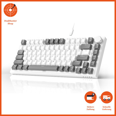 Mechanische Tastatur 75% Hot Swappable QWERTY PBT Keycaps 82-Tasten Grau Weiß