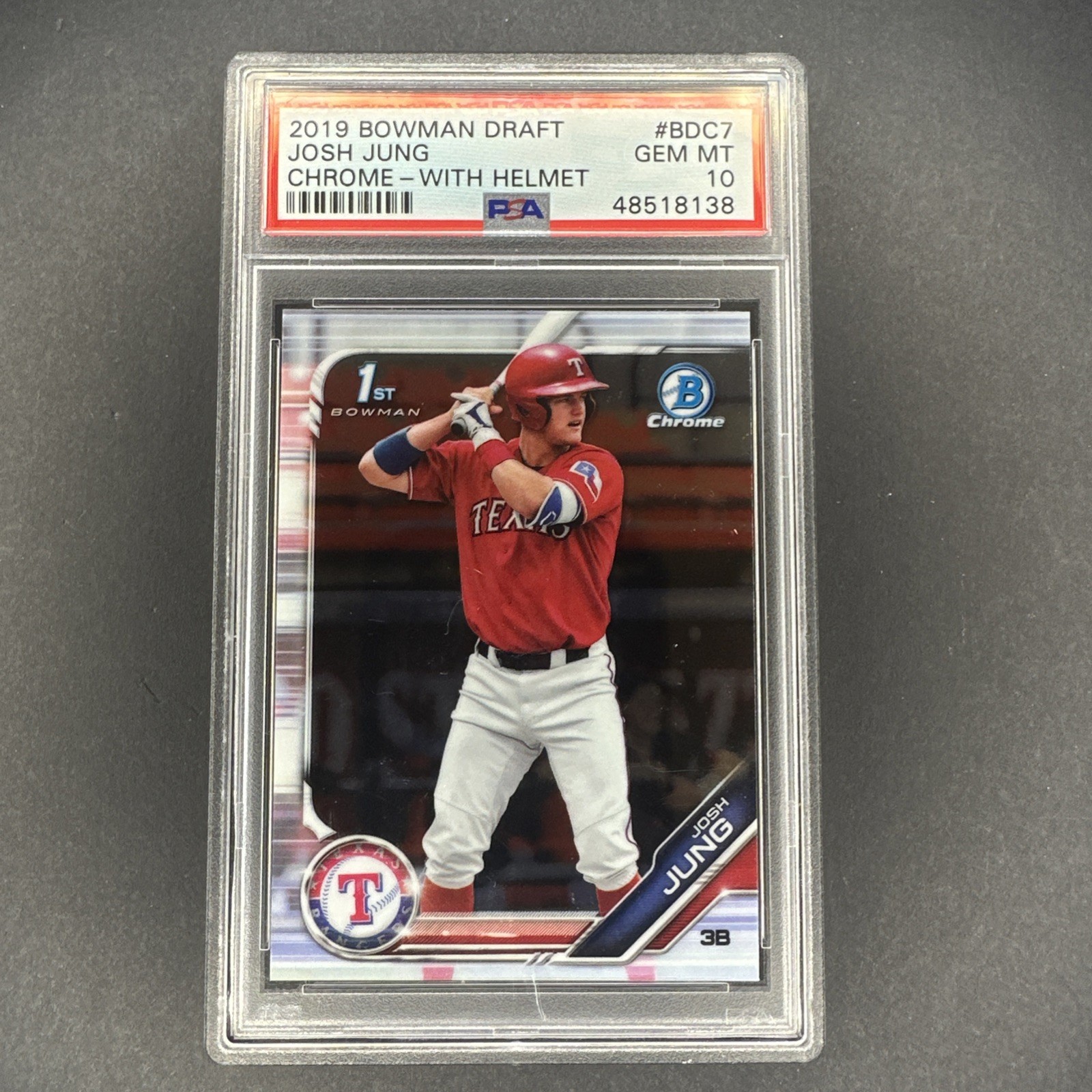 Josh Jung 2019 Bowman Draft Chrome w/ Helmet #BDC7 PSA 10