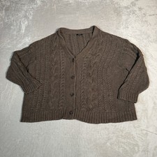 Quince Cardigan Womens Large Brown Organic Cable Knit Oversized Fisherman