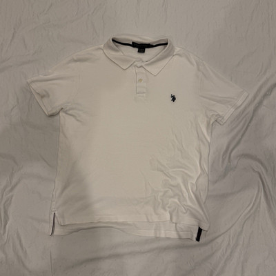 U.S. Polo Assn. Slim Fit White Polo Shirt Size L 100% Cotton 