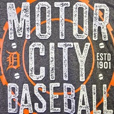 MLB Detroit Tigers Shirt Mens XL Gray Baseball Outdoor Sports Motor City NWT