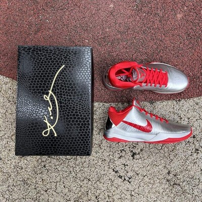 NK Kobe 5 Protro Rookie of The Year Silver Red Basketball SHOES