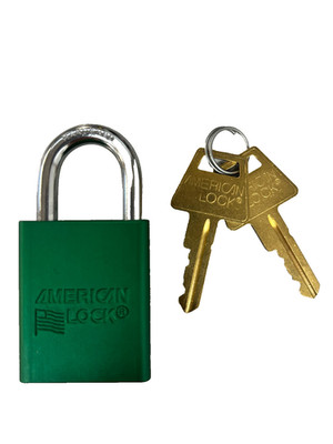American Lock Safety Padlock 1105 Green Aluminum 1 '' Shackle- All Keyed Alike